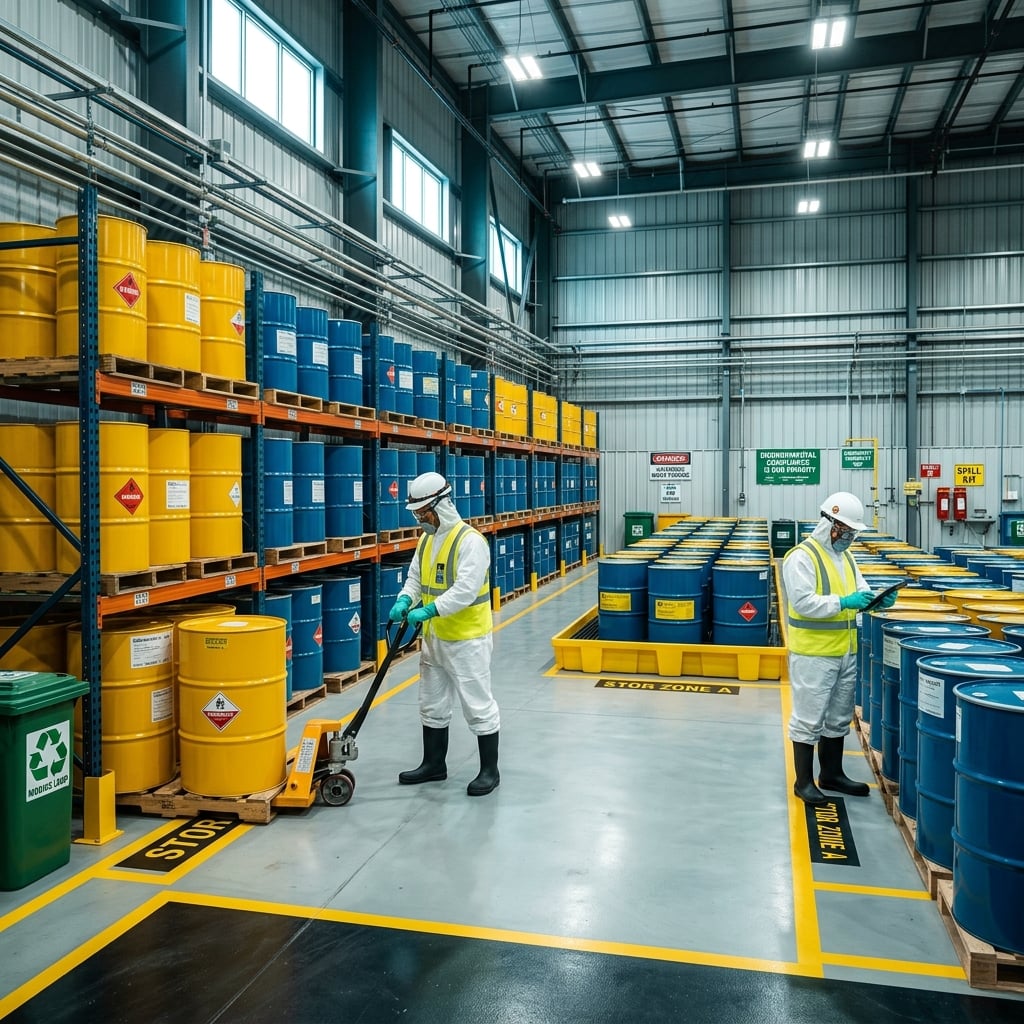 Hazardous waste drums handled by The Shree Corporation